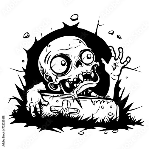 cute Zombie crawling out of a grave
