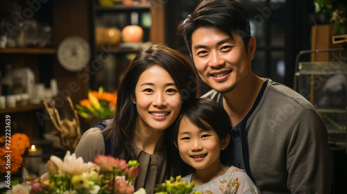 Warm Asian Family Scene.  Asian Home Happiness....
