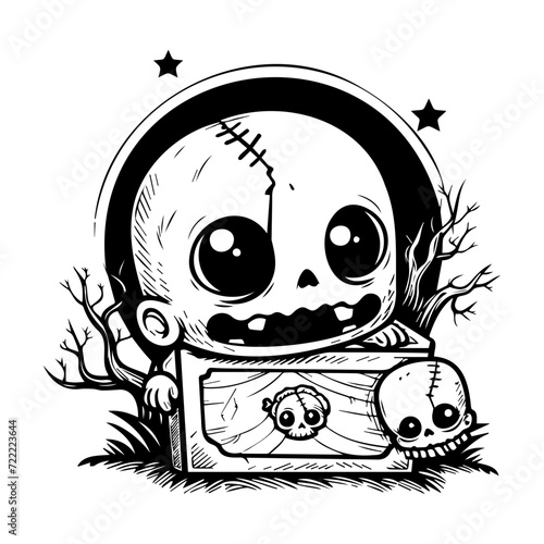 cute Zombie crawling out of a grave