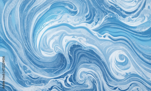 Blue ocean wave background. Blue and white water ocean background. Wavy line background. Hand drawn watercolour ocean background. Vector illustration.