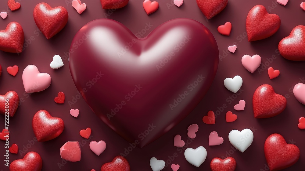Highly detailed illustration of a photo realistic beautiful maroon background of valentine theme with love icon