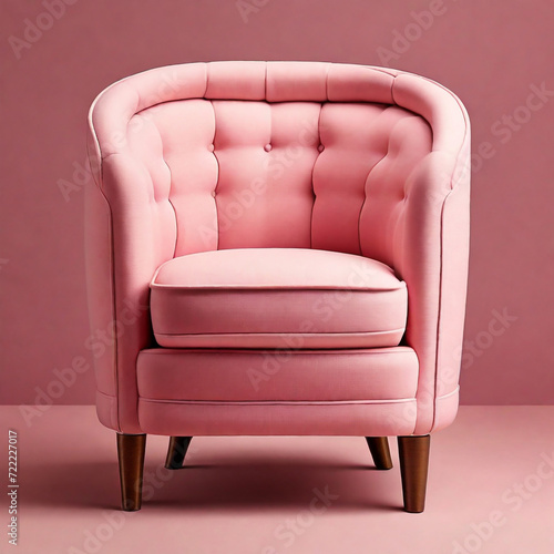 Hendrix Upholstered Barrel pink Chair isolated on the pink  background