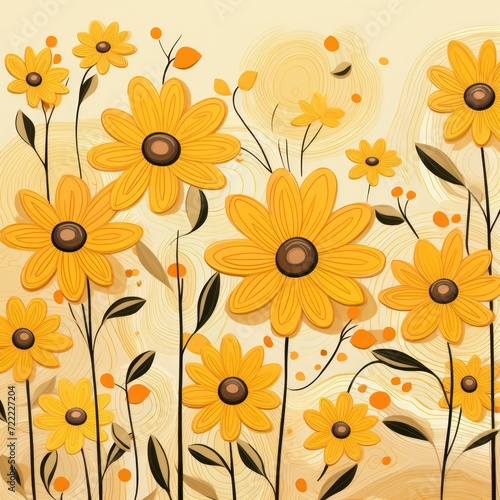 yellow flowers on a beige background