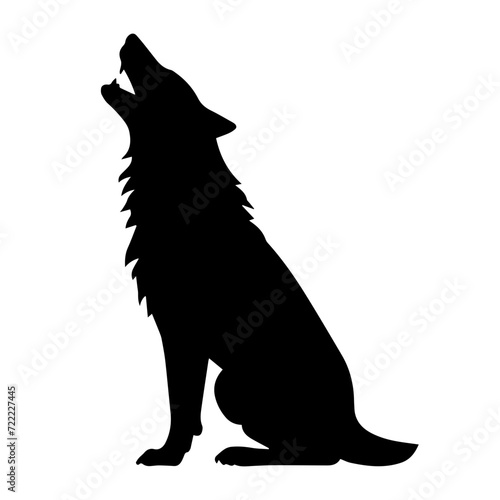 howling wolf icon illustration, howling wolf silhouette logo svg vector