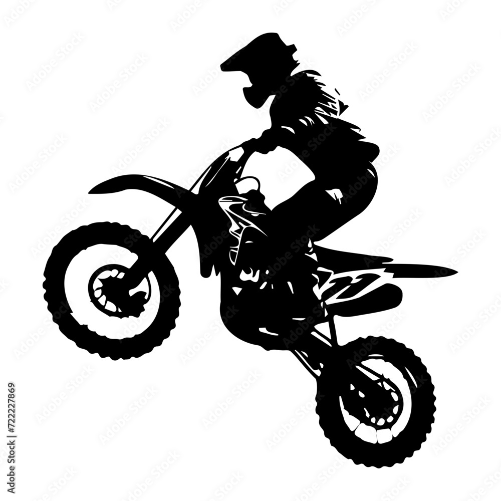 Fototapeta premium Motocross Rider icon illustration, Motocross Rider silhouette logo svg vector