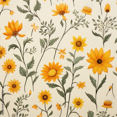 yellow flowers on an ivory background