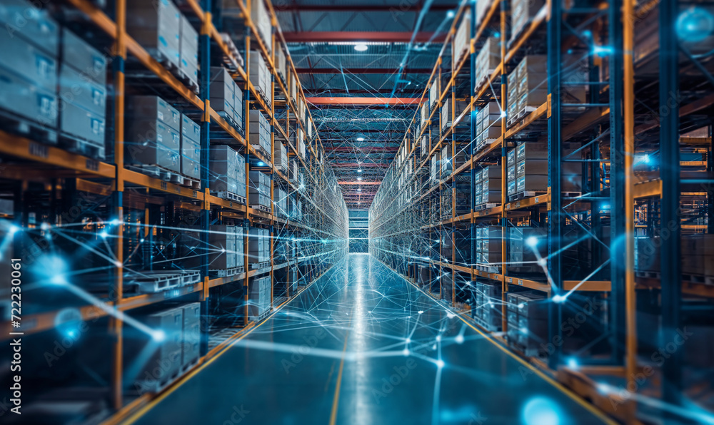 Distribution center and communication network concept Distribution center and communication network concept