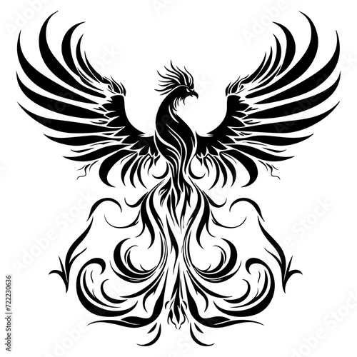 phoenix bird icon illustration, phoenix bird silhouette logo svg vector