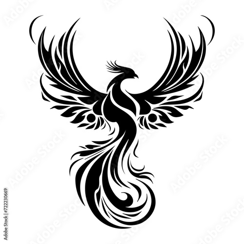 phoenix bird icon illustration, phoenix bird silhouette logo svg vector