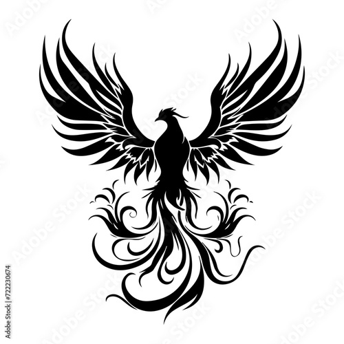 phoenix bird icon illustration, phoenix bird silhouette logo svg vector