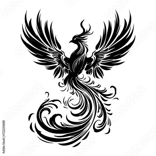 phoenix bird icon illustration, phoenix bird silhouette logo svg vector