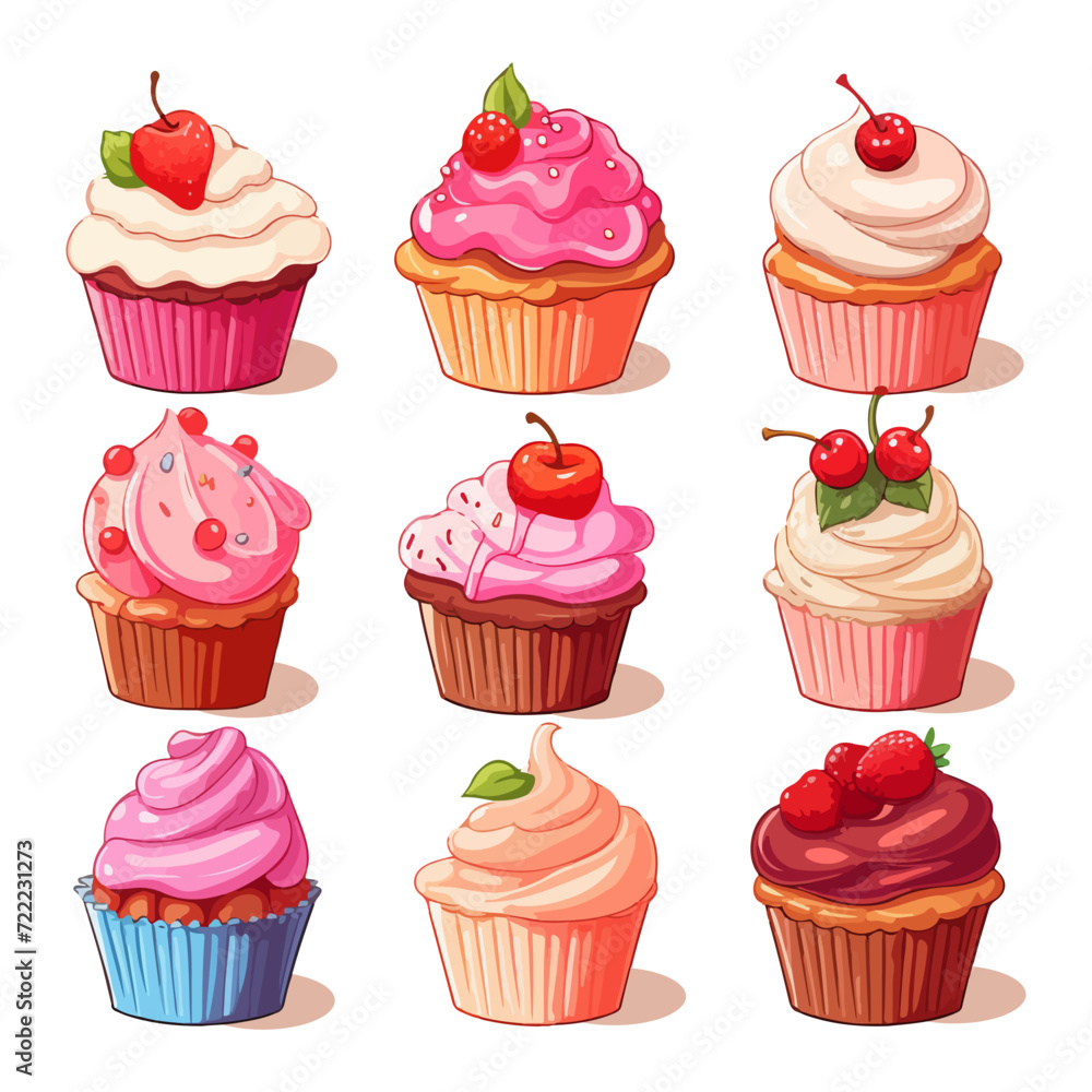 vector set of cupcakes vector set of cupcakes