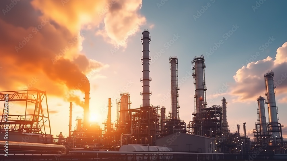 Large factory with lot of smoke coming out of it's stacks. Generative AI Pro Photo Large factory with lot of smoke coming out of it's stacks. Generative AI Pro Photo