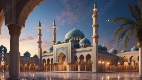 Detailed image of the mosque, background for Ramadan Kareem day
 photo