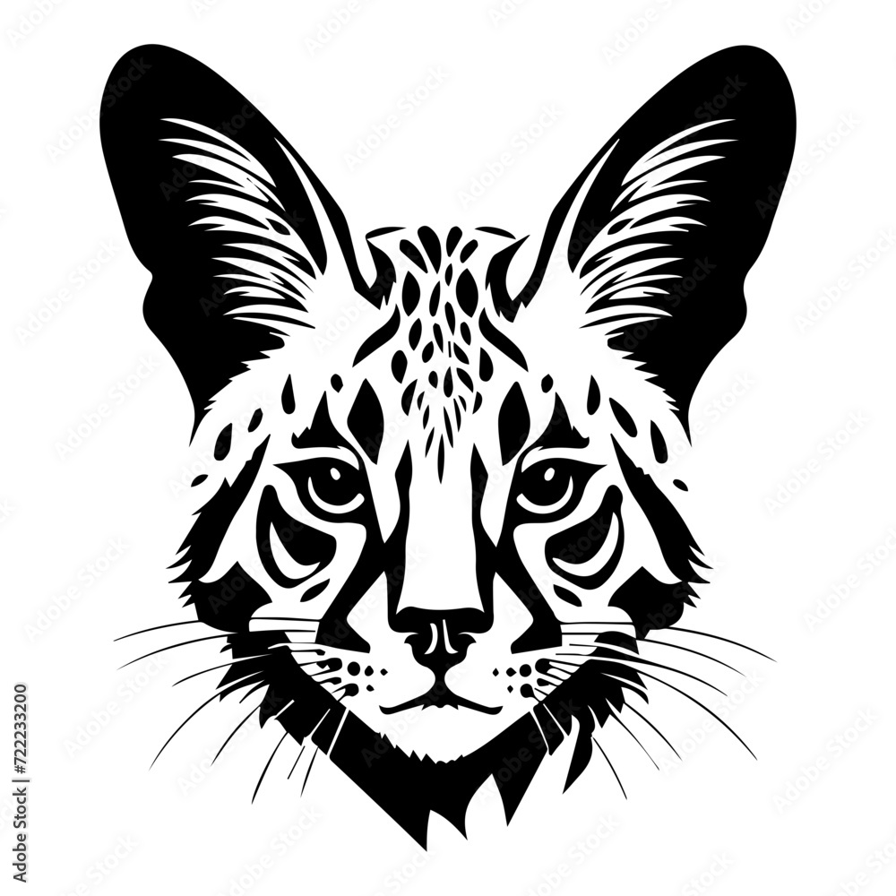 Obraz premium savannah cat head icon illustration, savannah cat head silhouette logo svg vector