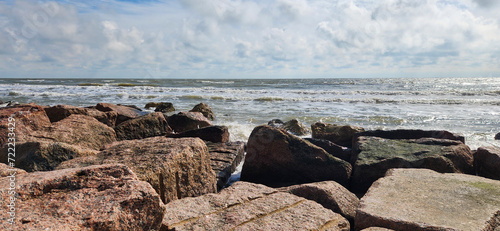A scenic view of the Gulf of Mexico in Galveston, Texas.