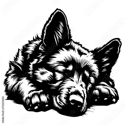 sleeping german shepherd puppy Dog icon illustration