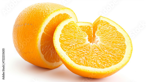 Orange slice isolate. Orange fruit. Generative Ai half and slice set on white background