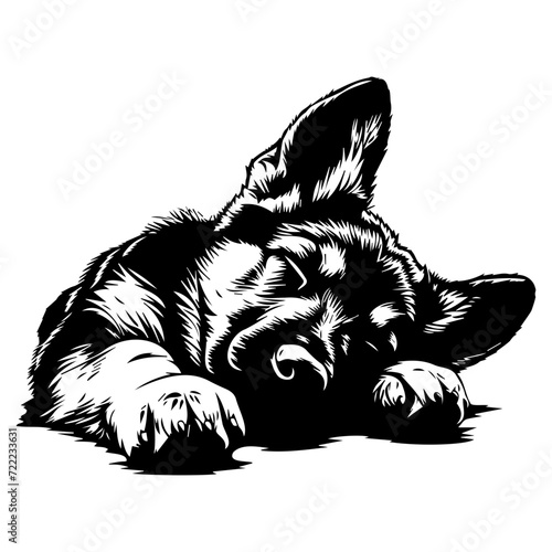 sleeping german shepherd puppy Dog icon illustration