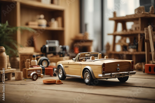 Concept photo shoot of wooden toy cars