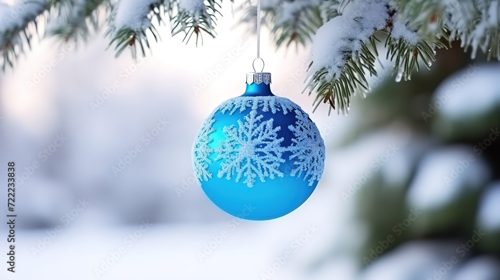 Hanging baubles on bokeh background Hanging baubles on bokeh background