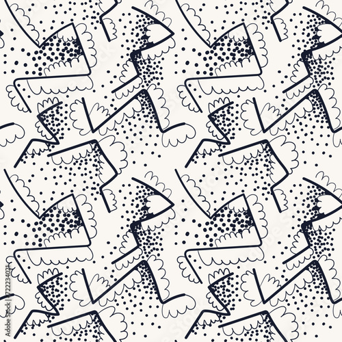 Seamless vector pattern with waves and dots