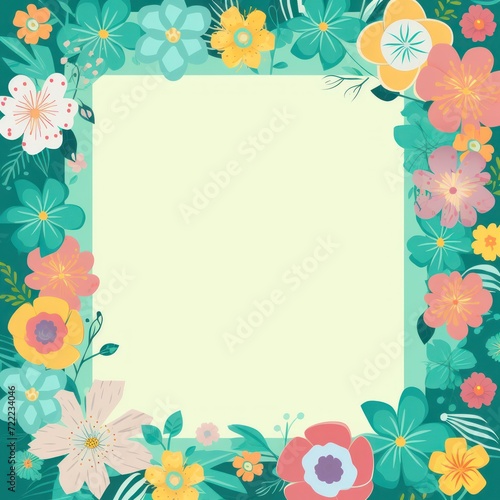 colorful blank area pastel frame with colorful flower broder pattern