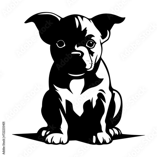 staffordshire bull terrier puppy icon illustration, staffordshire bull terrier puppy silhouette logo svg vector photo