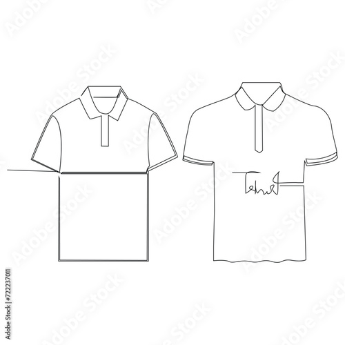 T shirt clothes continuous single line outline vector art drawing and simple one line shirt minimalist design 