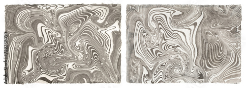 Foto original authentic suminagashi traditional Japanese sumi ink marbling on handmad