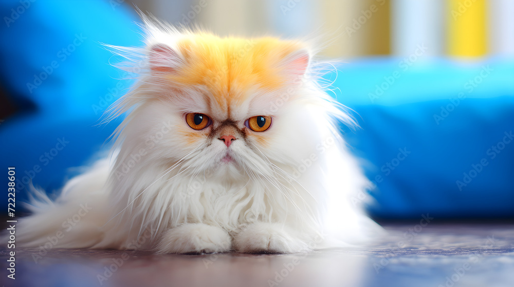 Fototapeta premium the white and orange cat is alone