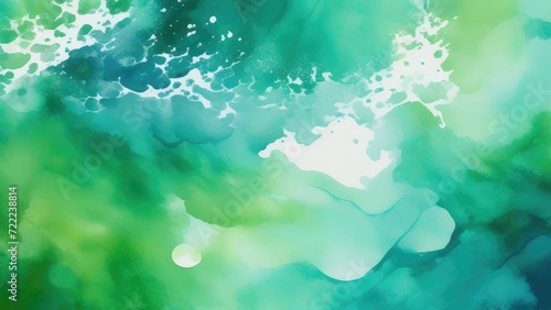 Abstract watercolor paint background by teal color blue and green with liquid fluid texture for background, banner