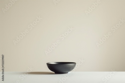 A minimalist composition featuring a single elegant vegan dish placed against a clean monochromatic backdrop