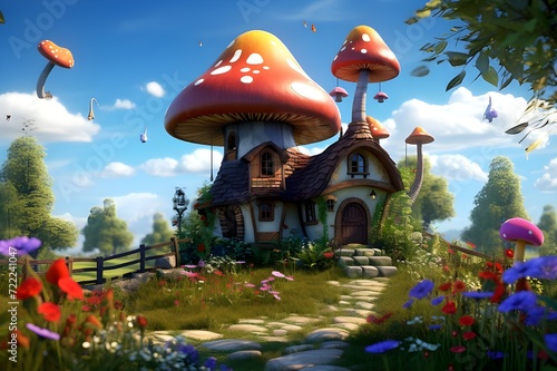 House with mushroom head  amusement park  fantasy  cute