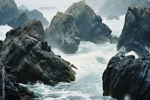 waves crashing on rocks