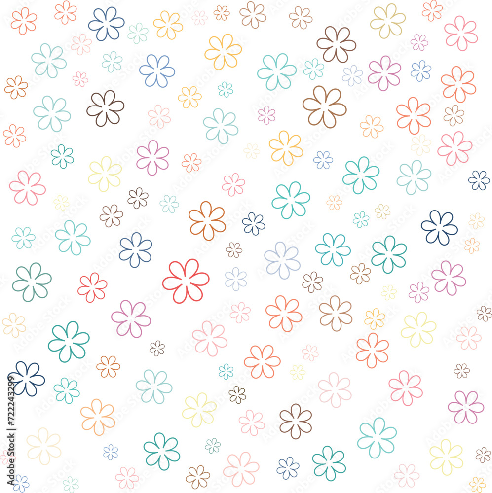 Pattern of asterisk flowers isolated on white background cute vector illustration