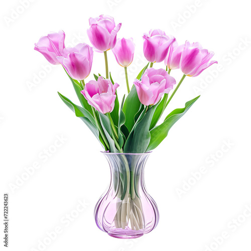 pink tulips in a vase isolated. Gladiolus Flower ‘Prins Claus’ Vase Arrangements isolated on transparent background