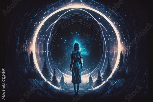 Woman in Front of a Portal Generative AI