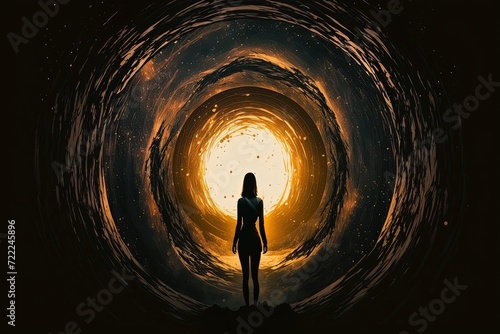 Woman in Front of a Portal Generative AI