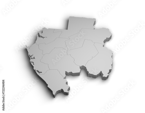 3d Gabon map illustration white background isolate