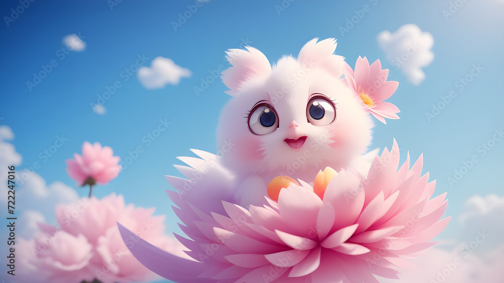 pink chicken with flower