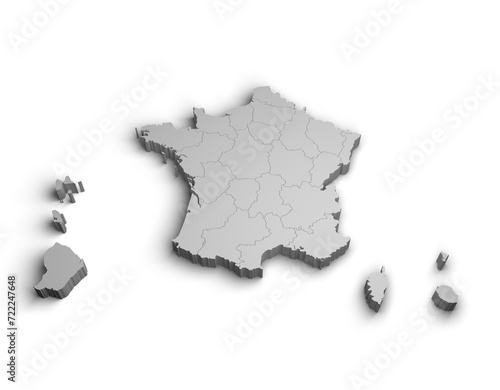 3d France map illustration white background isolate