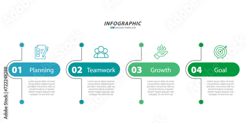 Timeline infographic template. 4 Step timeline journey, calendar Flat simple infographics design template. presentation graph. Business concept with 4 options, vector illustration.