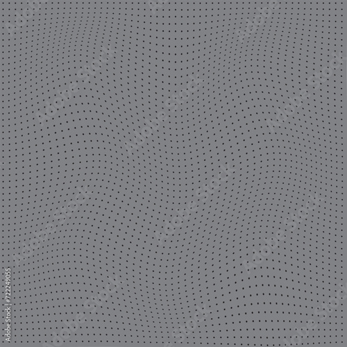 abstract small black color polka dot wavy distort pattern on grey ash background