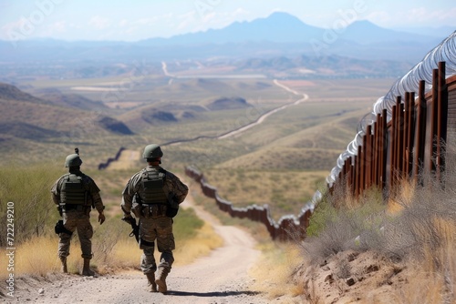 Customs and Border patrol on the border between Mexico and the United States photo