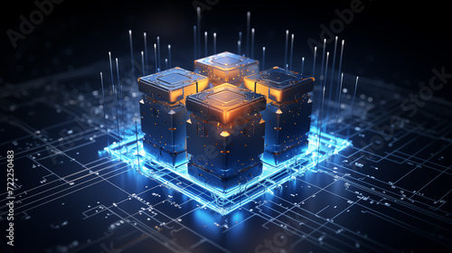 Quantum Computer, Quantum Circuit with Qubits, Quantum Hardware Components Visualization photo