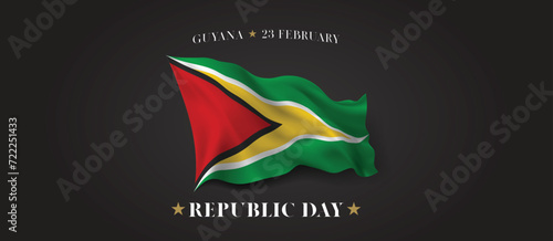 Guyana republic day vector banner, greeting card