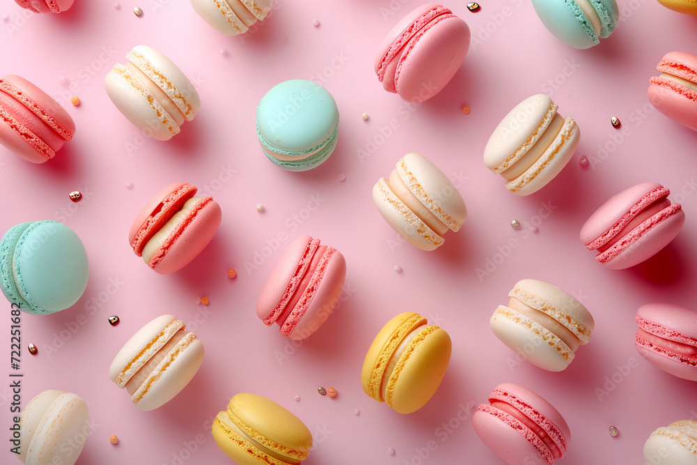 Pattern from macaroons on a pastel pink background Pattern from macaroons on a pastel pink background