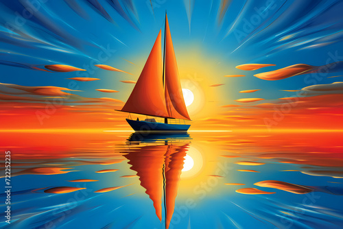 Colorful yacht in the ocean...