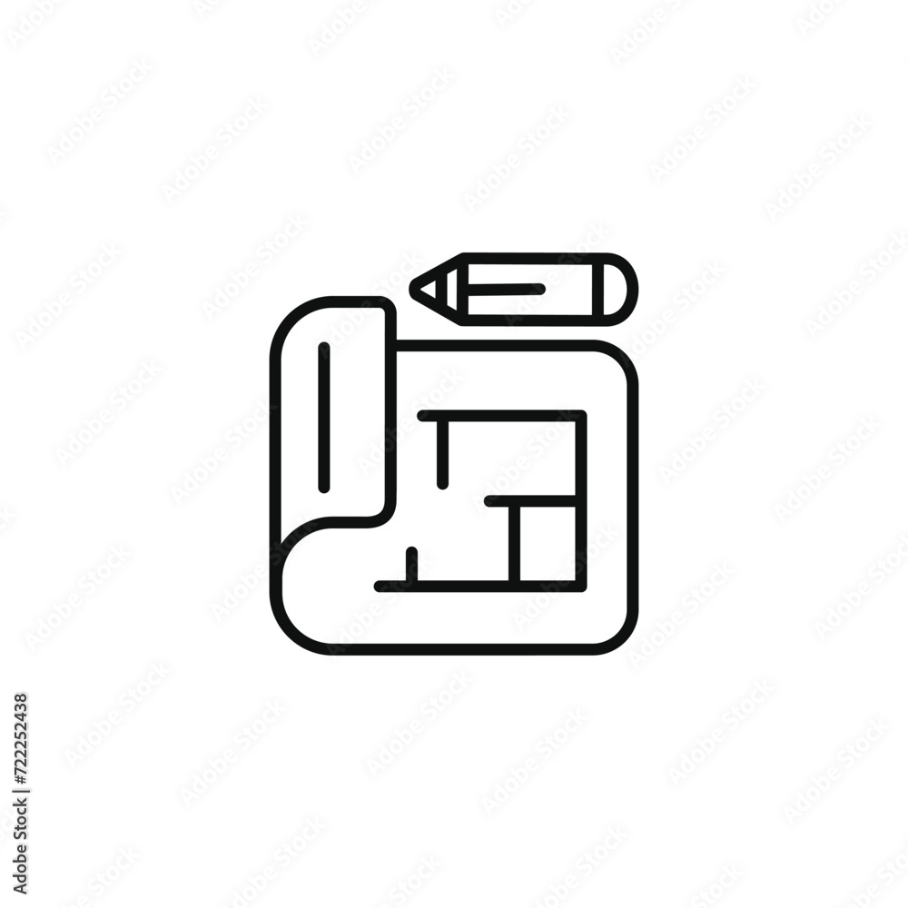House plan line icon isolated on transparent background. Blueprint icon House plan line icon isolated on transparent background. Blueprint icon